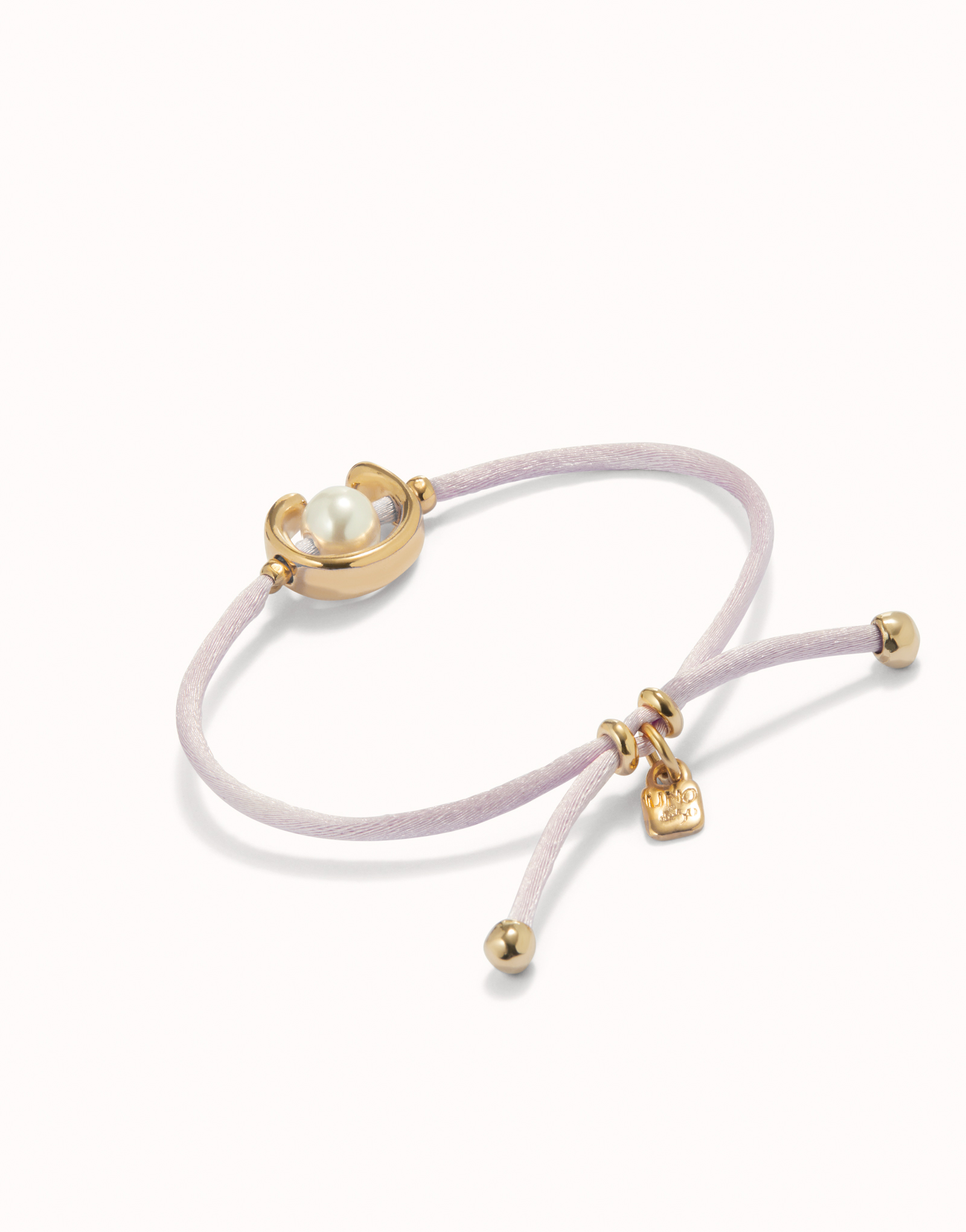 18K gold-plated lilac thread bracelet with shell pearl accessory., Golden, large image number null
